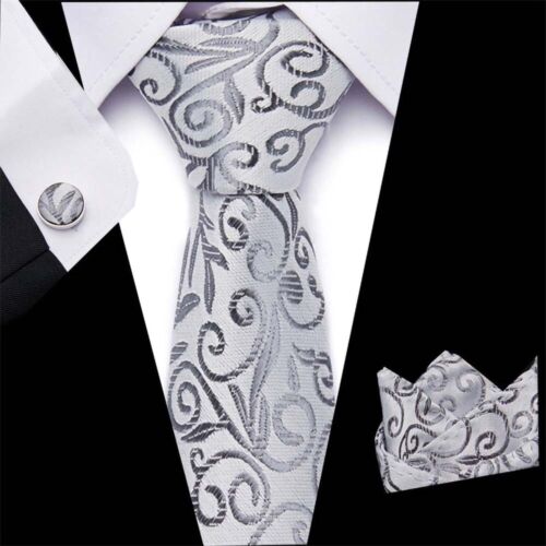 Mens Unique Quality Fashion Pattern Stripe Ties Handkerchief Cufflinks Gift Box - Picture 23 of 115