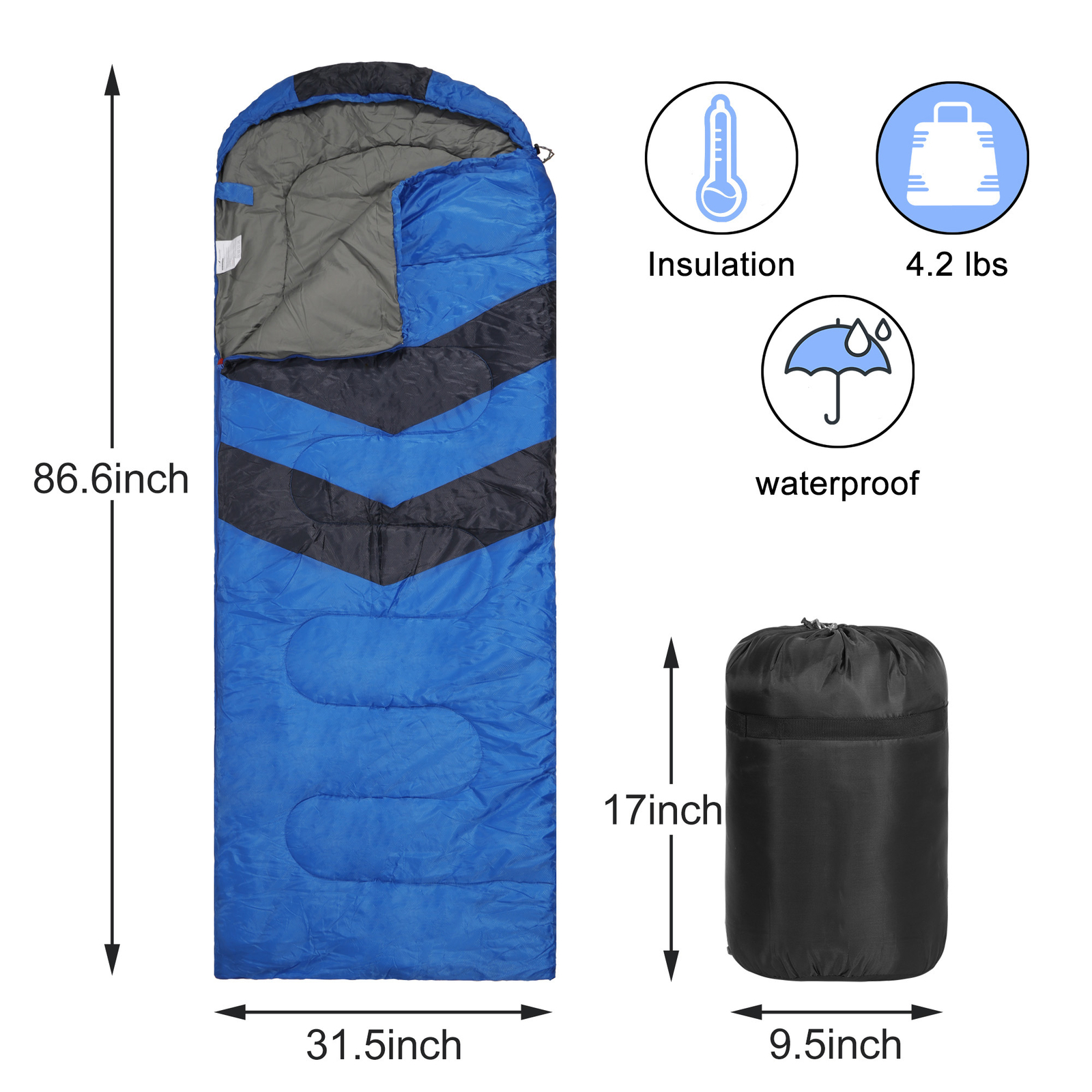 Sleeping Bag Waterproof Camping Backpacking Cold Weather Travel Hiking