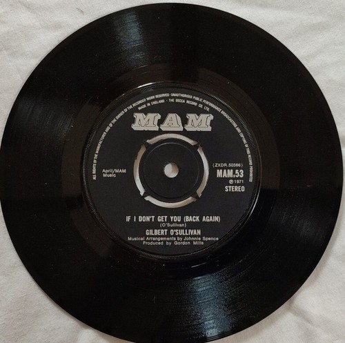 Gilbert O' Sullivan-No Matter How I Try Vinyl 7" Single.1971 MAM 53. - Picture 4 of 4