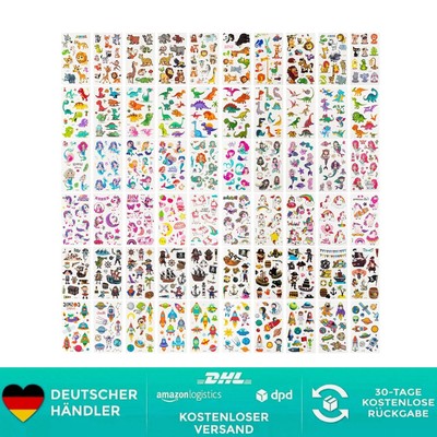 60 Blätter Kinder Tattoos Set Weltraum Dinosaurier Einhorn Pirat Hautfreundlich