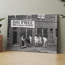 Play Golf Free While Having Your Suit Pressed 1900s Golf Canvas Wall Art Print