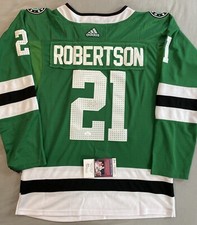 DALLAS STARS- JASON ROBERTSON AUTOGRAPH #21 HOME GREEN ADIDAS JERSEY JSA AX31536