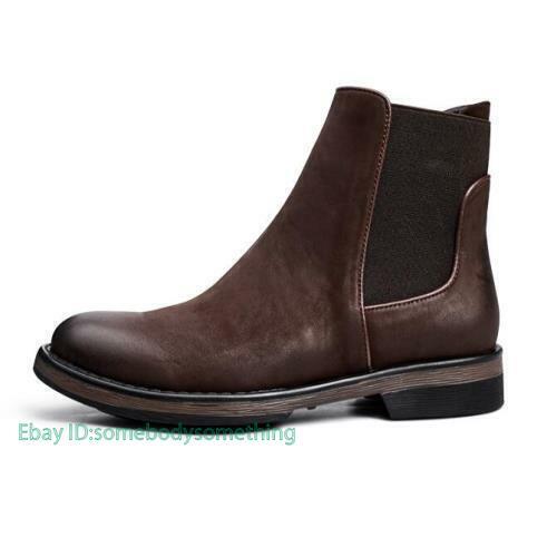 Round Toe High Top Casual British Vintage Leather Men's Shoes