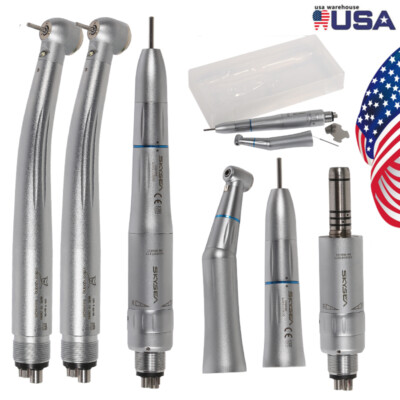 Dental LED Turbine / Inner Spray Contra Angle Straight Handpiece 4Hole Fit KaV