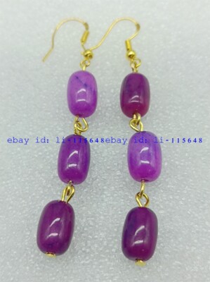 COLLANE PERLINE CILINDRO PIETRA PREZIOSA VIOLA 8x12MM AFRICA - Foto 6