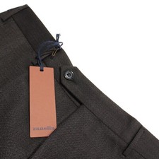 Zanella NWT Dress Pants Size 34 US Parker In Dark Brown Melange 100 Wool