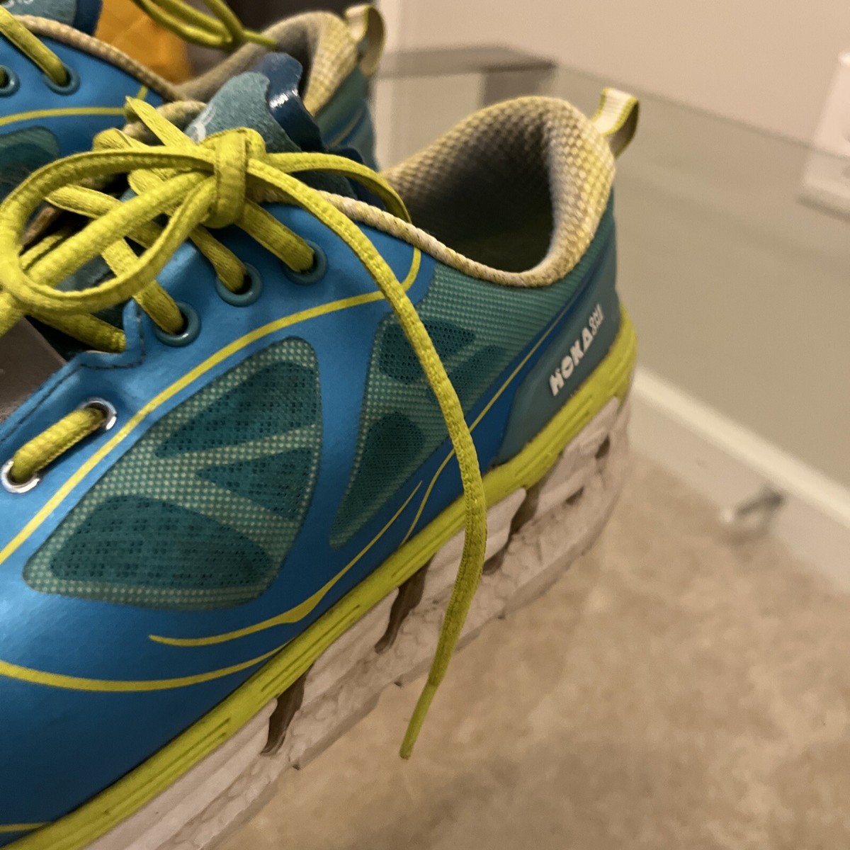 Hoka One One Conquest Blue Green Running Sneakers F10014F 