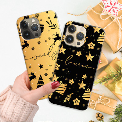 Personalisierte Handyhülle Weihnachten Name Silikon Cover für iPhone 11 15 14 7 8 12