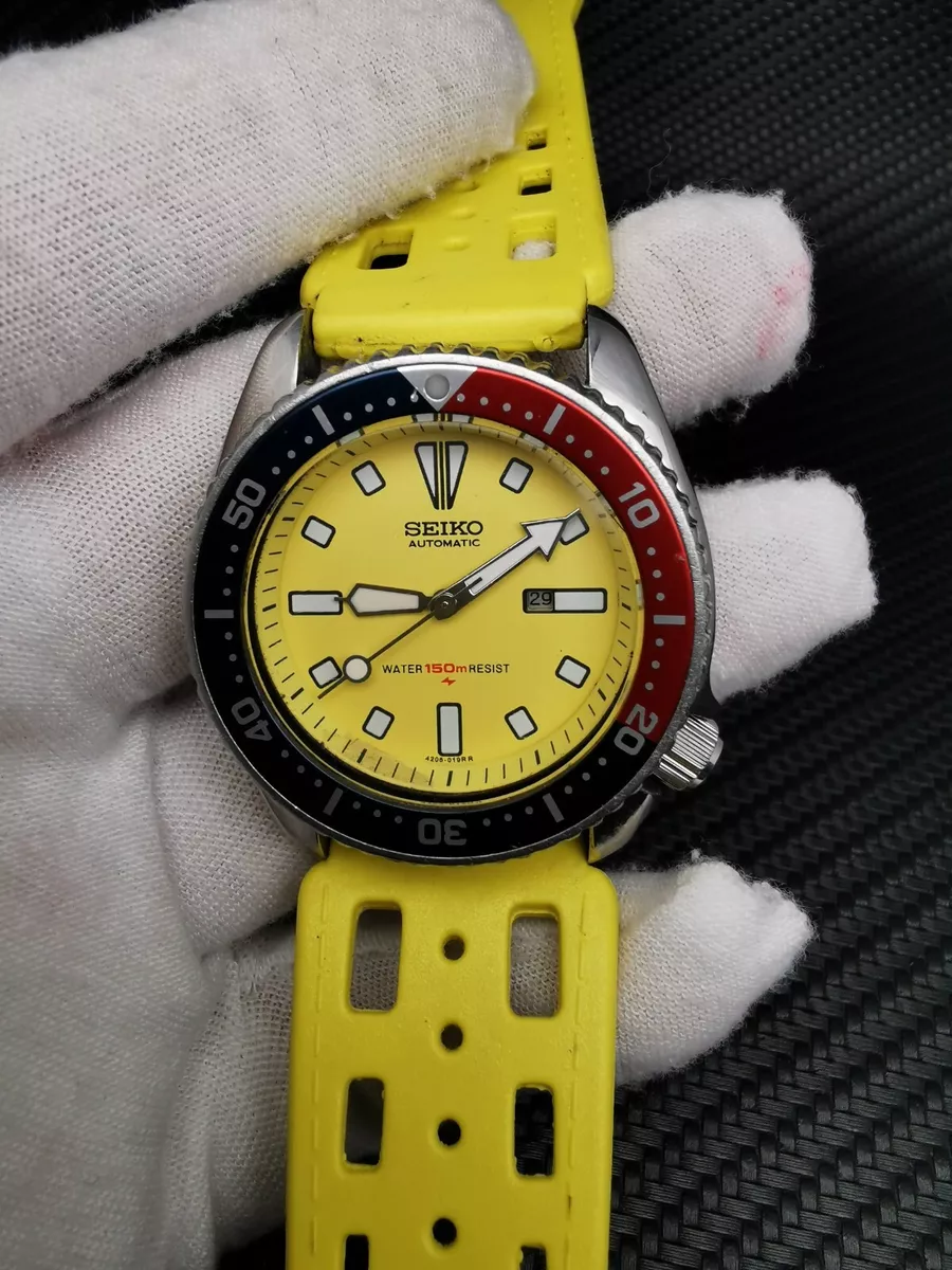 SEIKO RED BLUE BEZEL YELLOW DIAL JAPAN AUTOMATIC UNISEX WATCH eBay