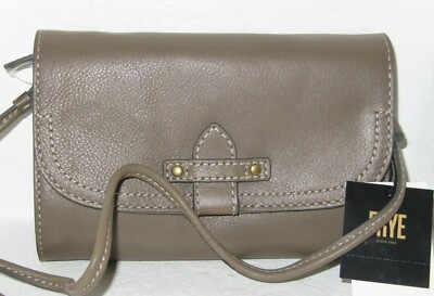 Frye Brand Olivia Crossbody Wallet Clutch Handbag Ice Taupe Leather NWT $198