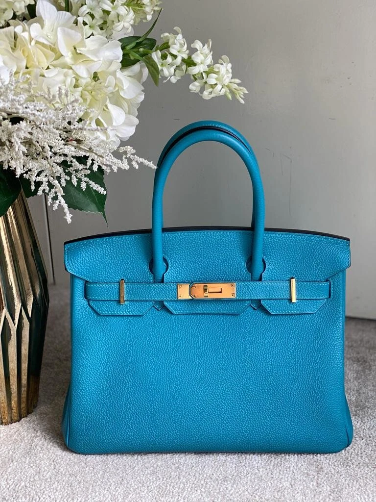 Hermes Kelly Mini Bag Togo Leather Gold Hardware In Teal