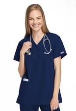 Cherokee Workwear Nurse Medical Scrub Short Sleeve Wrap Tunic 4801 NAVW Navy