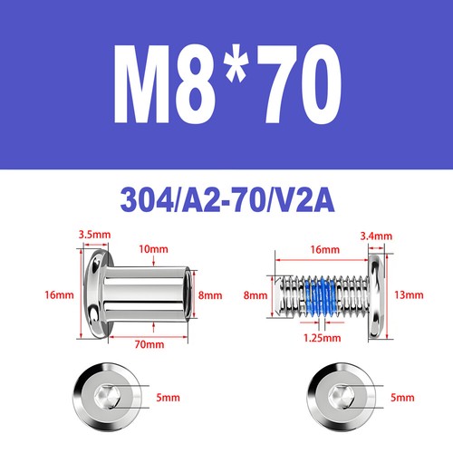 Möbelschrauben A2 V2A Hülsenschrauben M8-M10 Verbindungsschraube Möbelverbinder - Bild 20 von 32