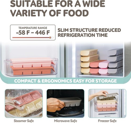 BPA-Free Silicone Freezer Trays with Lid - Leak-Proof Food Storage Solution - Bild 6 von 8