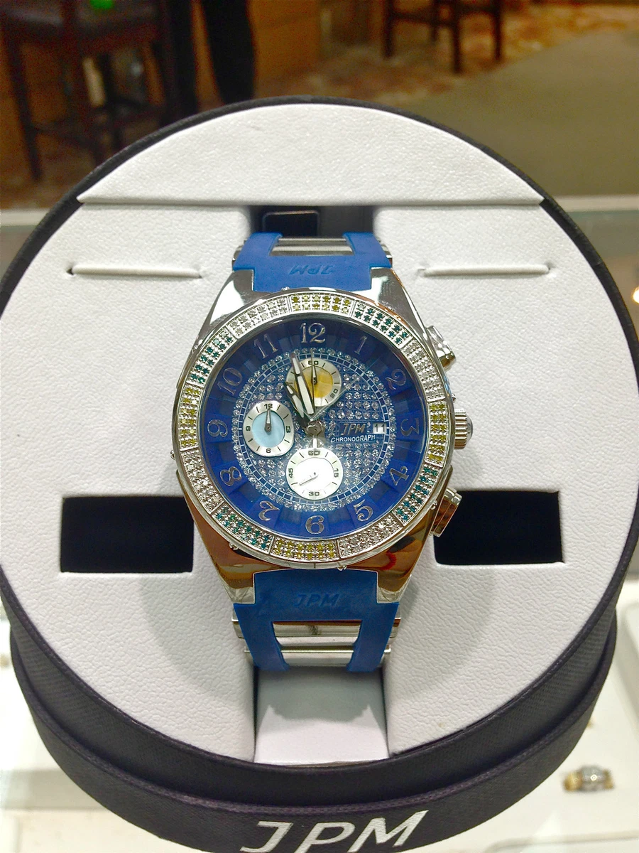TECHNO JPM CHRONOGRAPH DIAMOND MULTI COLOR BLUE STAINLESS RUBBER