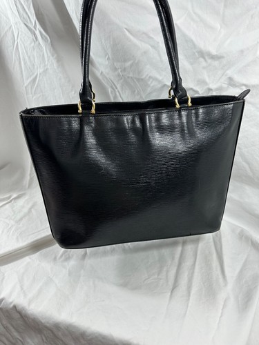Genuine vintage HCL black leather tote bag carryall