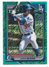 Jaron Elkins 2024 Bowman Chrome Bowman 1st Aqua Shimmer Refractor /125 Dodgers