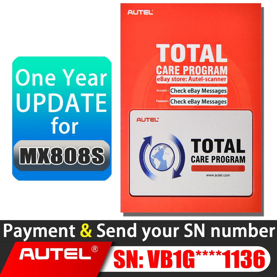 Autel MaxiCheck MX808S One Year Update Service Software System Upgrade Card TCP