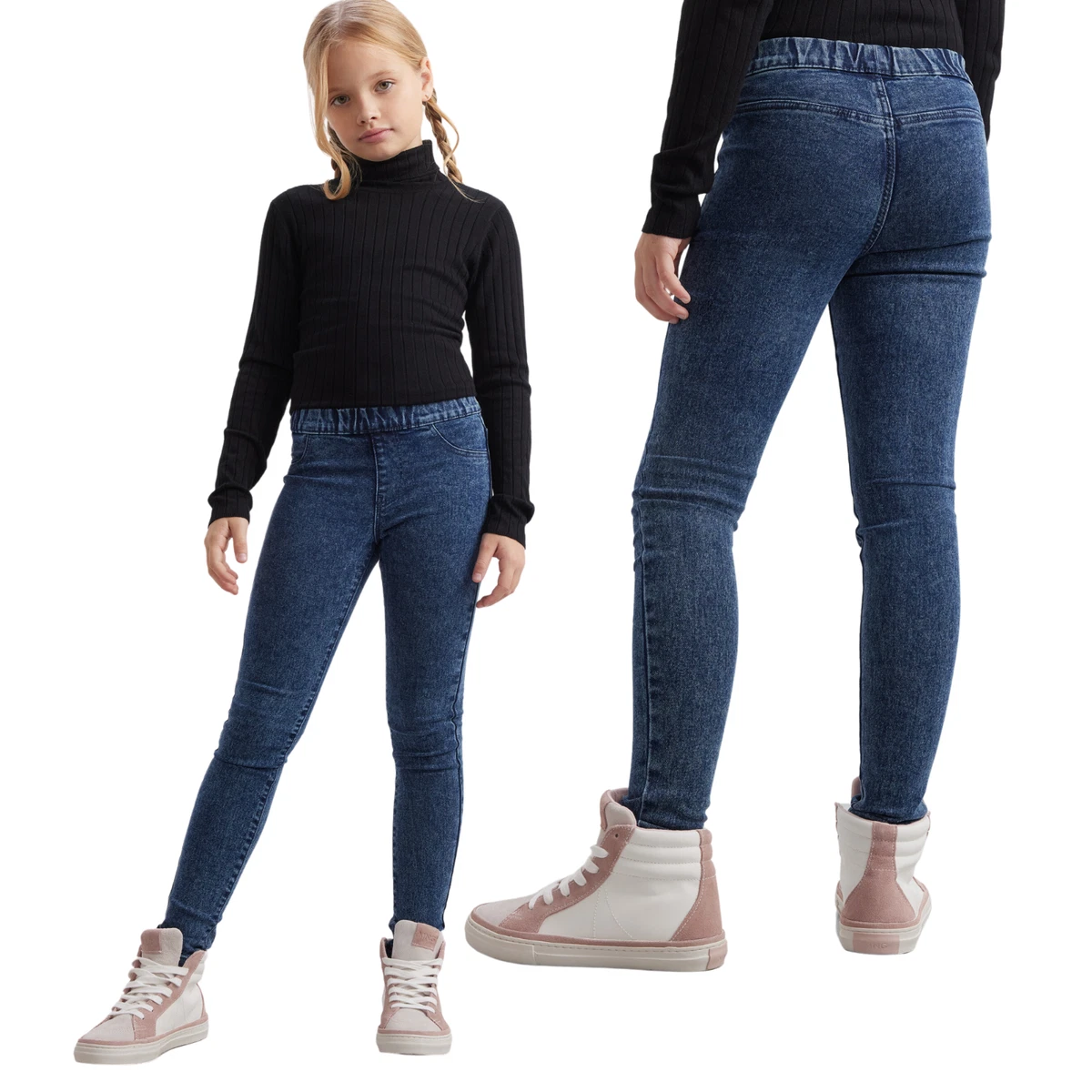 Girls Denim Jeans Skinny Jeggings Stretchy Pants Cotton Black/Grey/Blue |  SALE