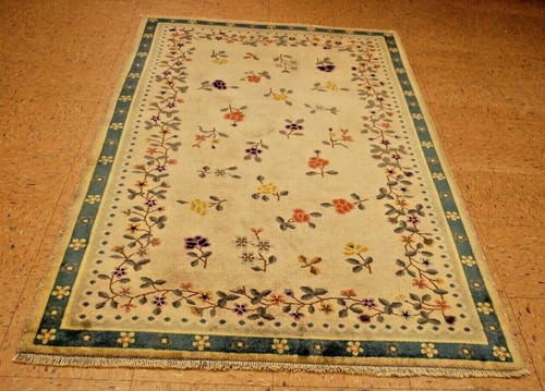 c1930s ANTIQUE ART DECO NICHOLS CHINESE RUG 3’10" x 6’5” NICE RARE DESIGN,COLORS