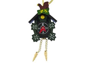 Authentic Cuckoo Clock Necklace Watch Miniblings 80cm Black Forest Wood Gold Plated 6cm