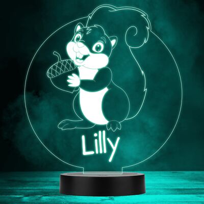 Niedliche Eichhörnchen Eichel halten mehrfarbig personalisiertes Geschenk LED Lampe Nachtlicht