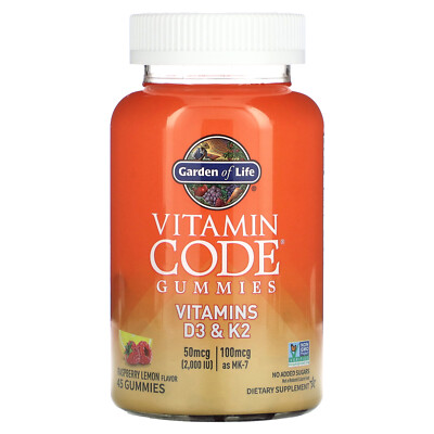 Vitamin Code Gummies, Vitamins D3 & K2, Raspberry Lemon, 45 Gummies