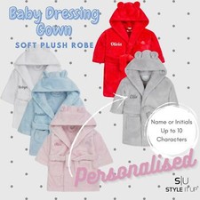 Personalised Baby Girls/Boys Babies Dressing Gown Robe Soft Cosy Warm Cute Gift