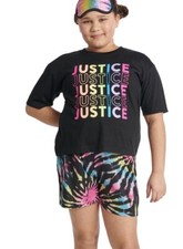 NEW Justice Girls Tie Dye Pajamas Shorts  Shirt Sleep Set L 12/14