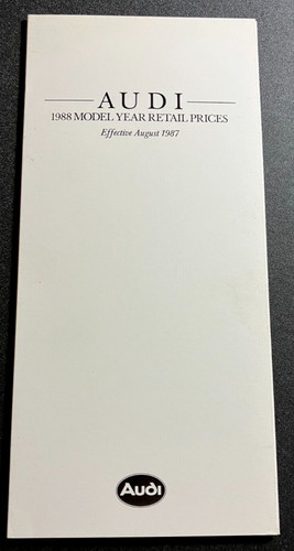 1988 Audi Model Year Retail Prices Vintage Original UK Dealer Pricing Brochure *