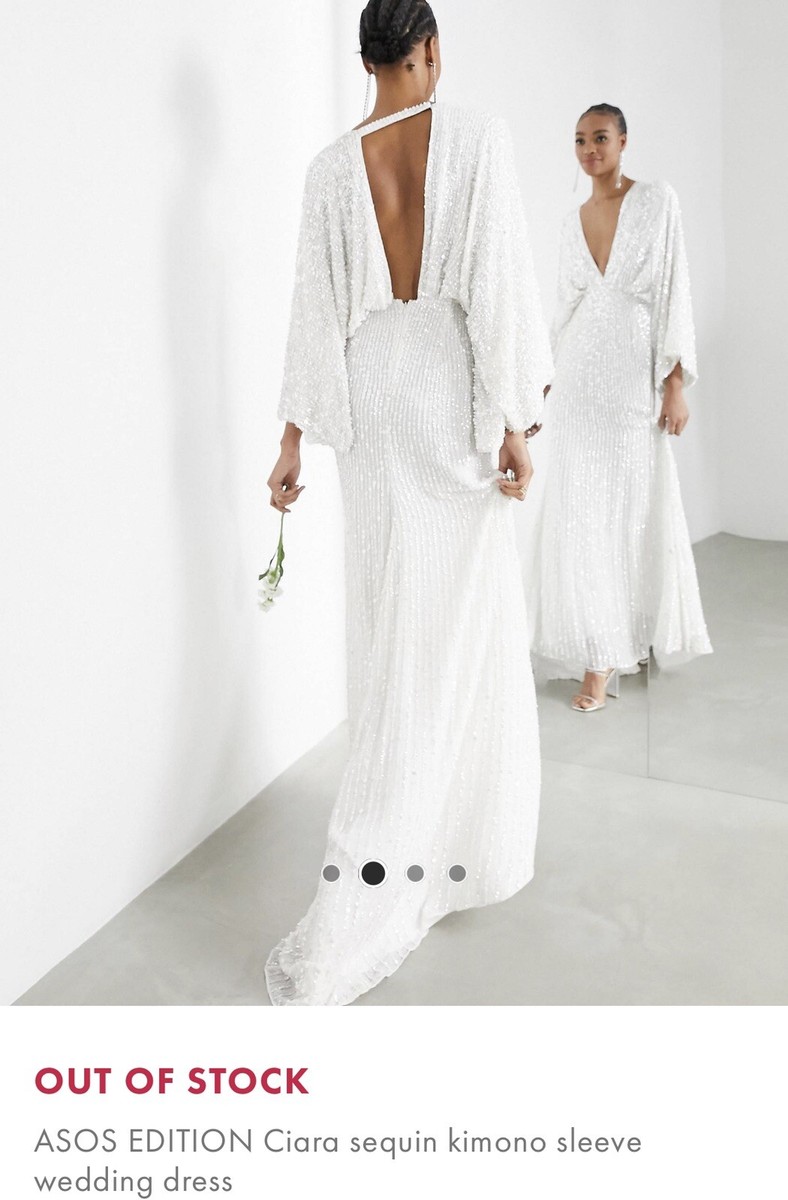 ASOS Edition Ciara kimono sleeve sequin wedding dress, size 6, new with  tags | eBay UK