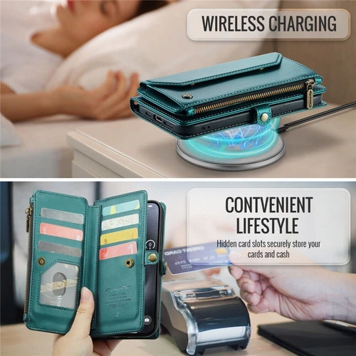 For iPhone 16 15 14 13 12 Pro Max Plus Case Wallet Leather ZIP Bag Strap Cover - Picture 78 of 84
