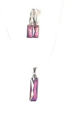 Anhänger und Ohrringe mit Swarovski Elementen Liliac Shadow und Silber 925