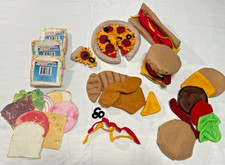 46 pieces Handmade Felt food chicken hamburger hotdog pizza Pretend Play kitchen