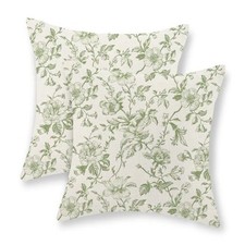 Sage Green Floral Pillow Covers 18x18 18" x 18" Pack of 2 Olive Sage Green