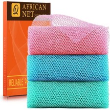 3 Pieces African exfoliating net African Net Long Net Bath Sponge Exfoliating