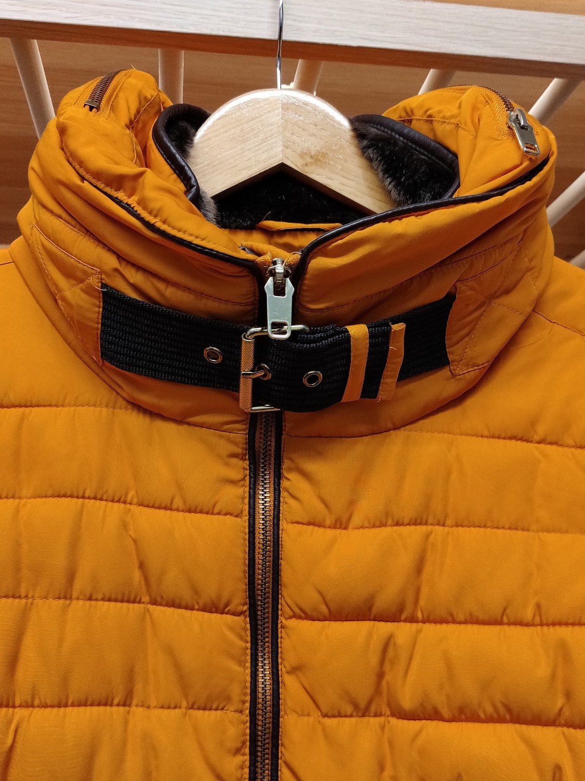 ZARA BASIC COAT JACKET SMALL OCHRE PADDED PUFFER … - image 3