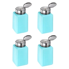 4PCS 200ML(6.8oz) Push Down Alcohol Dispenser Pump Liquid Press Bottles Blue