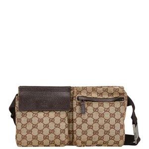 Sac bandoulière toile Gucci Gg taille 28566 beige marron cuir occasion
