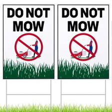 Do Not Mow Sign 2 Pcs 10x7 Inches Metal H Stake Double Side No Mow May