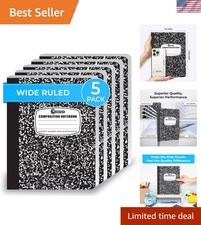 Composition Notebook Wide Ruled 5 Pack, 200 Pages 100 Sheets, 9-3/4 x 7-1/2, ...