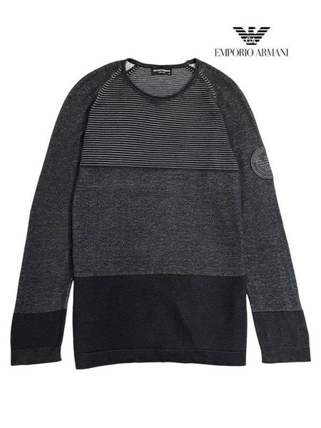 Men Emporio Armani Sweater Grey Cotton 38 / M / 46