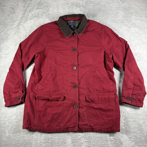 Lands End Jacke Damen groß rot Scheunenmantel Cordkragen Flanell gefüttert Chore