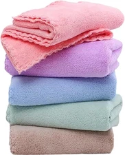 5 Pack Premium Coral Velvet Washcloths Ultra Soft Highly Absorbent Face Towels