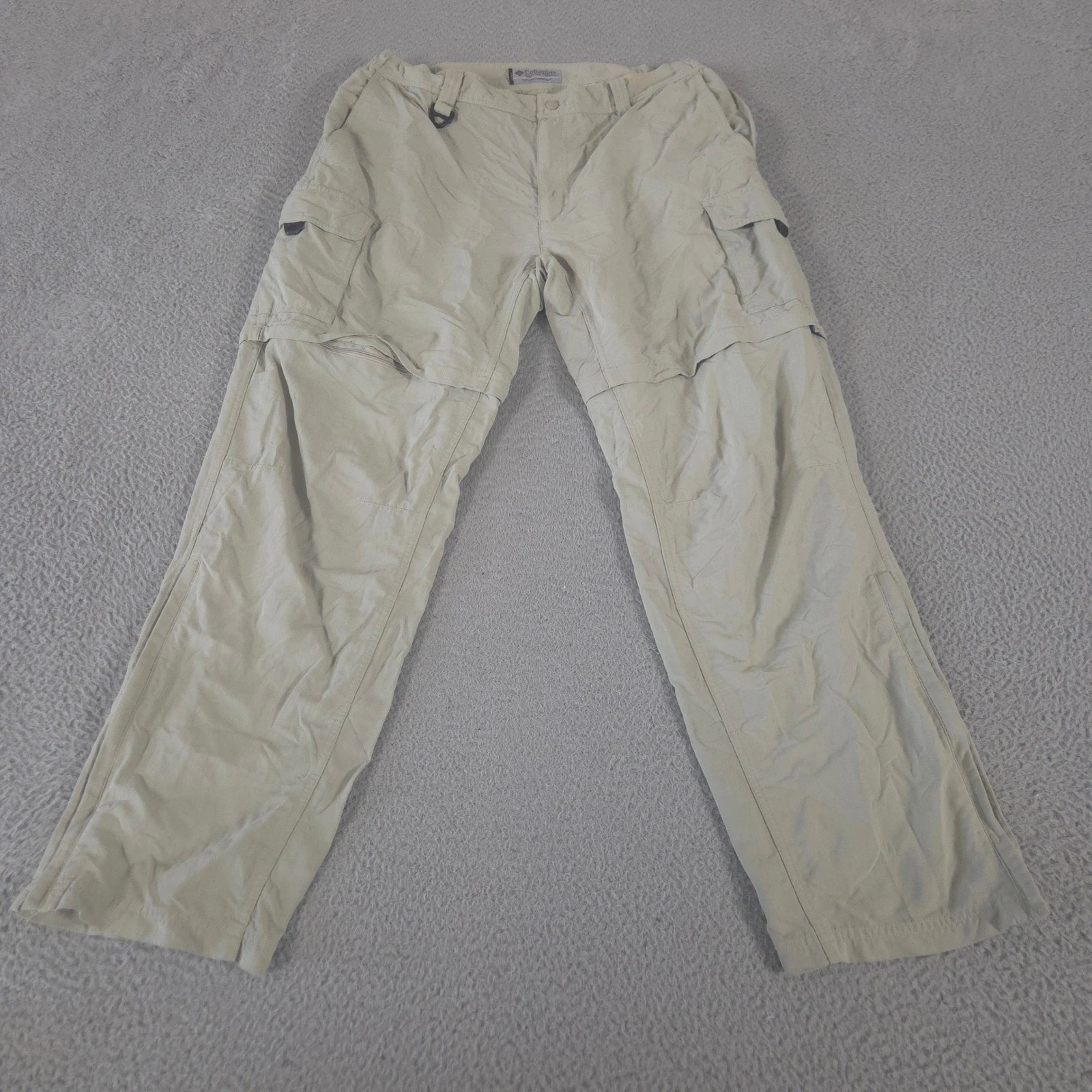 VINTAGE Columbia Pants Mens Large Beige Omni-Dry Convertible Cargo Straight Y2K