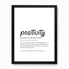 Positivity Definition Poster - Dict Framed Wall Art Poster Canvas Print Picture
