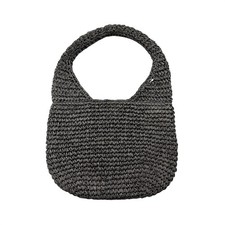 Handwoven Straw Woven Tote Bag Black Boho Summer Beach Purse