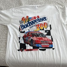 Vintage Budweiser 300 Shirt Mens Large White NASCAR Racing NH Speedway 1991