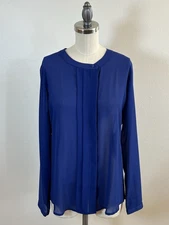 Olive Oak Top Women’s S Blue Button Up Long Sleeve Blouse Dress Shirt Career