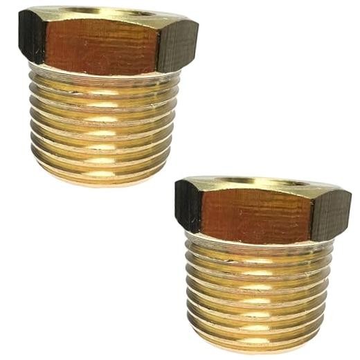 2PCS 3/8" x 1/8" Brass Reducer Hex Bushing by  3/8" NPT Male x 1/8" NPT Female